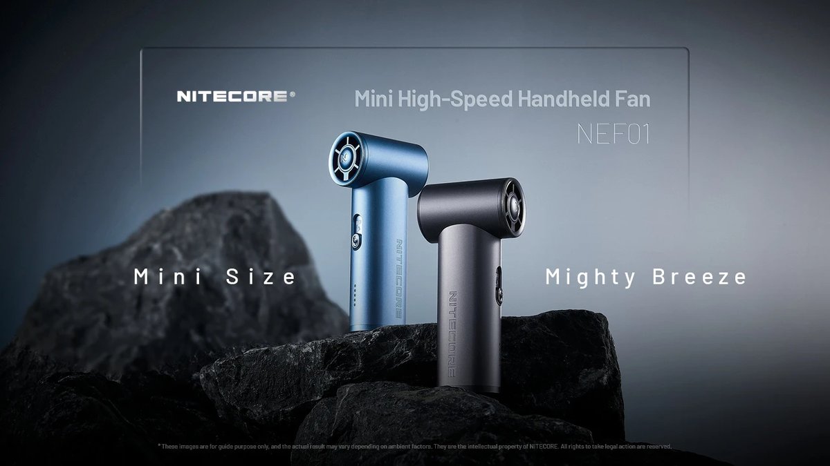 Nitecore NEF01 ručný ventilátor s bezkefovým motorom dosahujúcim 36 000 otáčok za minútu pre najsilnejší prúd vzduchu
