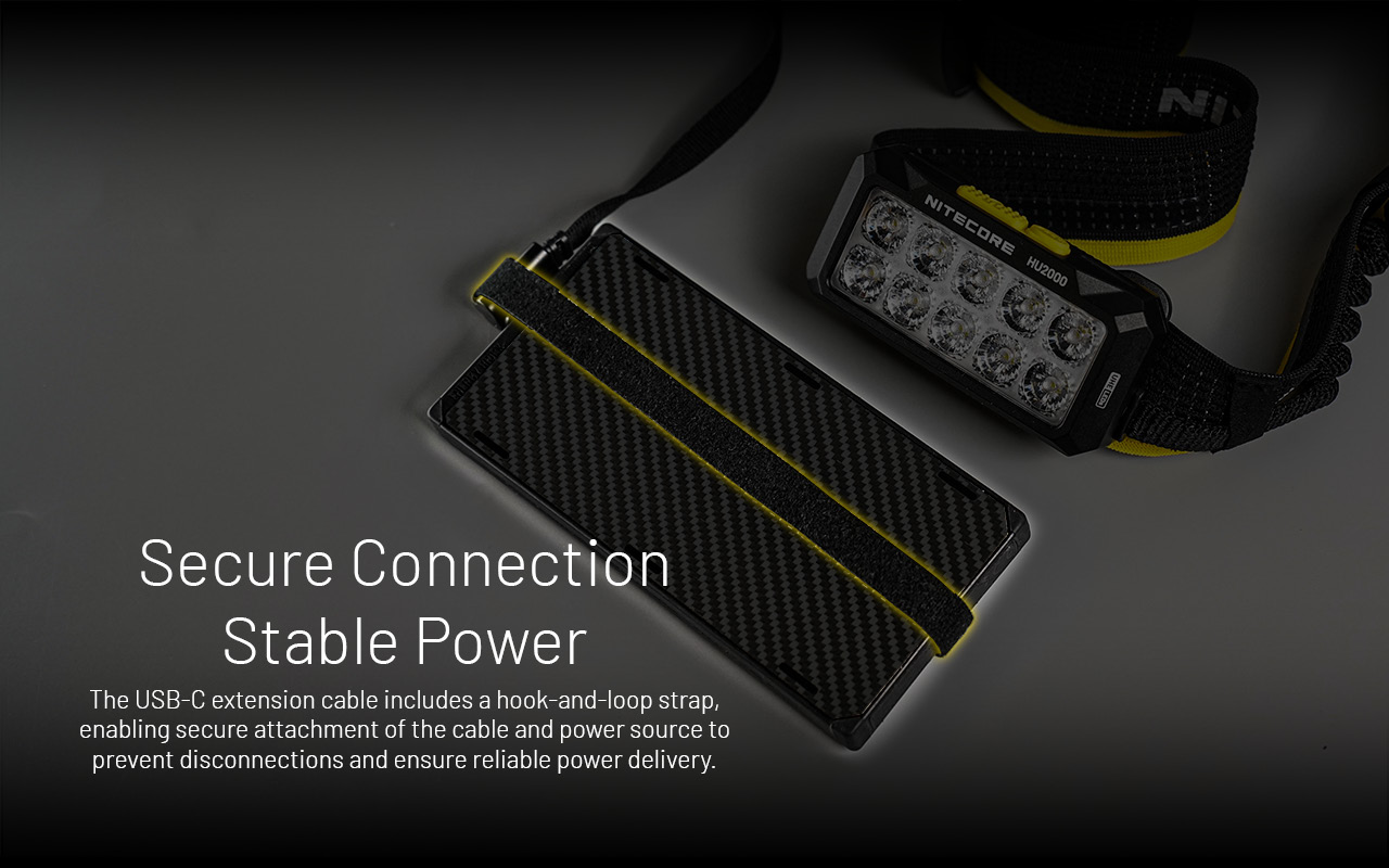 Suchý zips na predlžovacom kábli NITECORE HU2000 pripevní kábel k powerbanke proti odpojeniu