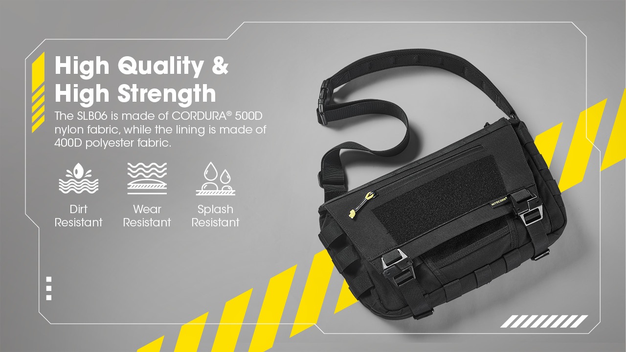 Nitecore SLB06 z 500D CORDURA nylonu s podšívkou 400D polyester, ikony odolnosti proti špine, oderu a špliechancom