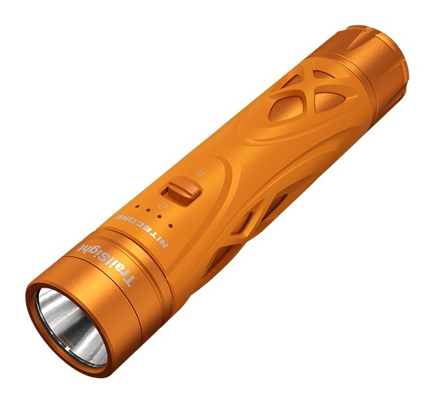 NITECORE TrailSight oranžová – horčíková baterka na trailový beh s celým oranžovým telom a výrezmi v plášti