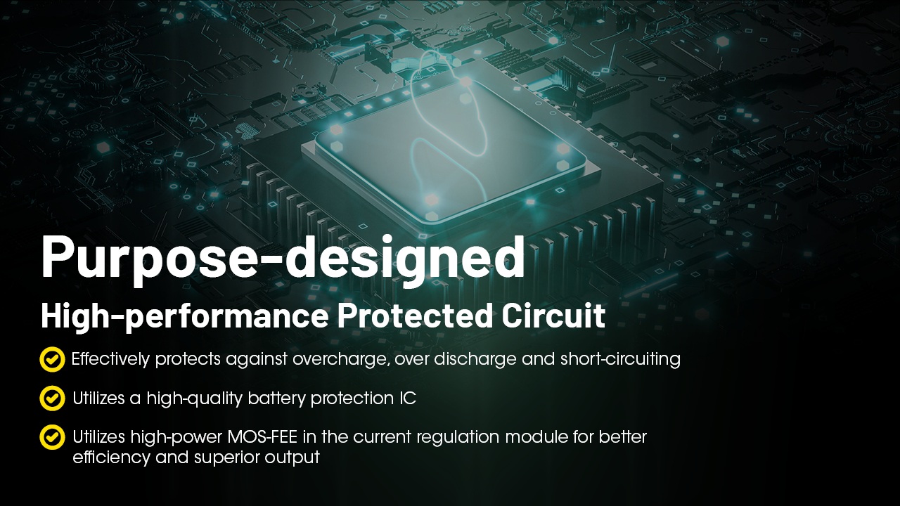 Nitecore NL169 účelovo navrhnutý ochranný obvod s kvalitným ochranným IC a výkonným MOSFET v module regulácie prúdu