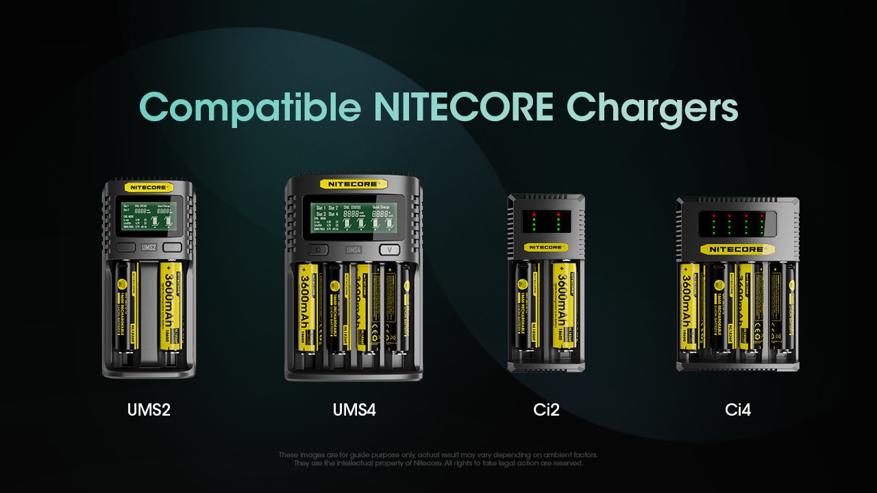 Nitecore NL1836R kompatibilné nabíjačky Nitecore UMS2, UMS4, Ci2 a Ci4 s vloženými článkami 18650