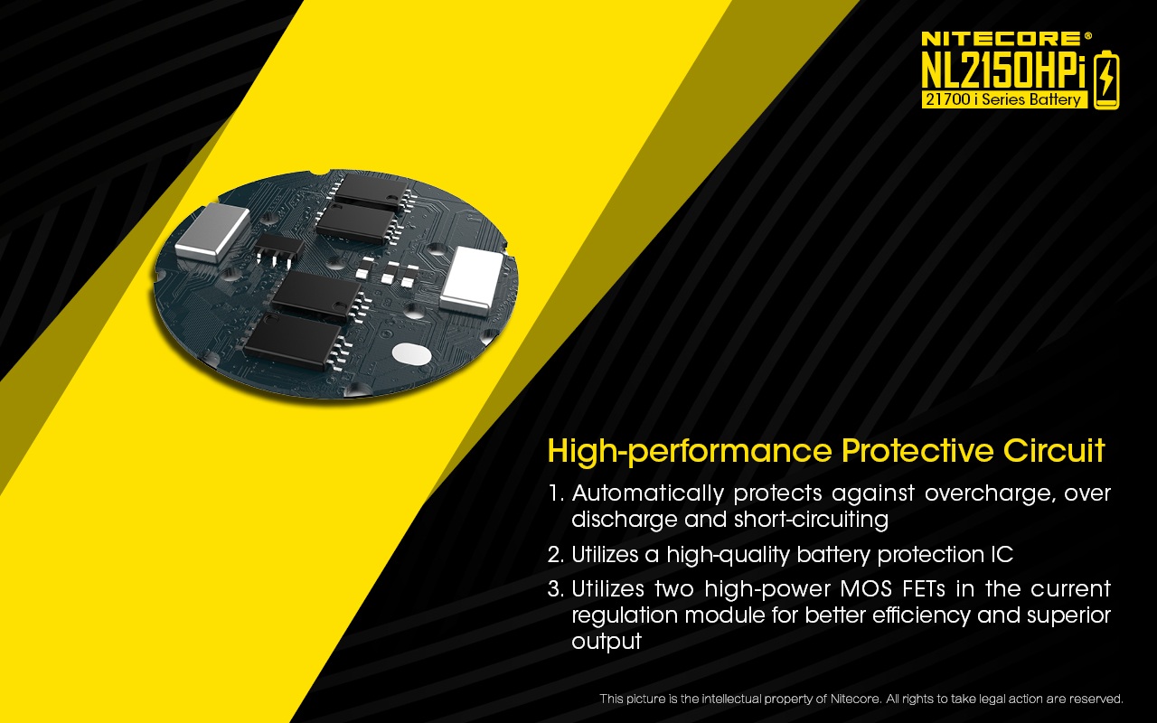 Nitecore NL2150HPi vysokovýkonný ochranný obvod s kvalitným IC a dvomi výkonnými MOSFET tranzistormi