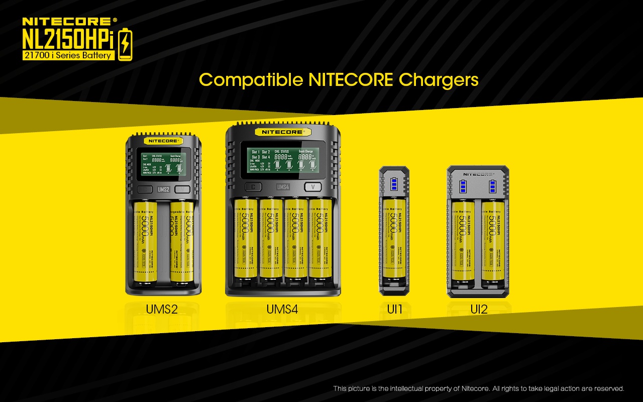 Nitecore NL2150HPi v kompatibilných nabíjačkách NITECORE UMS2, UMS4, UI1 a UI2