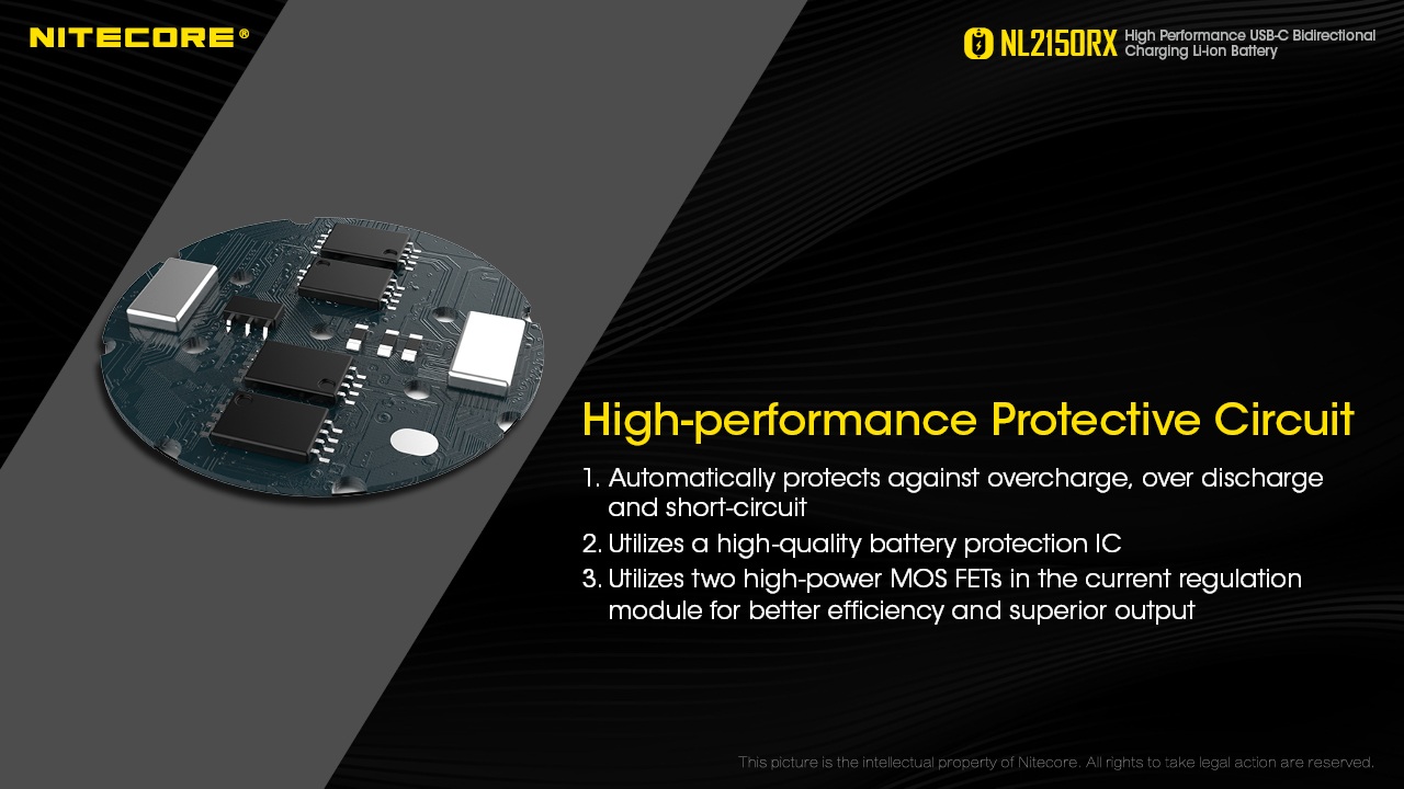 Nitecore NL2150RX vysokovýkonný ochranný obvod s kvalitným IC a dvomi výkonnými MOSFET tranzistormi