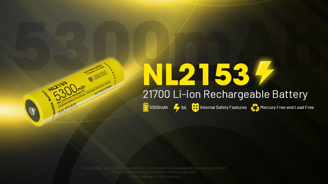 Nitecore NL2153 akumulátor 21700 s kapacitou 5300 mAh, vybíjacím prúdom 8 A a vnútornými bezpečnostnými prvkami