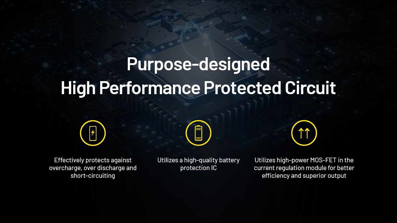 Nitecore NL2155HPR účelovo navrhnutý vysokovýkonný ochranný obvod s kvalitným IC a výkonným MOSFET