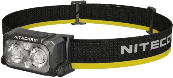 Nitecore NU25 MCT ultraľahká čelovka — dve hlavné MCT UHE LED svetlá, čierno-žltá reflexná čelenka