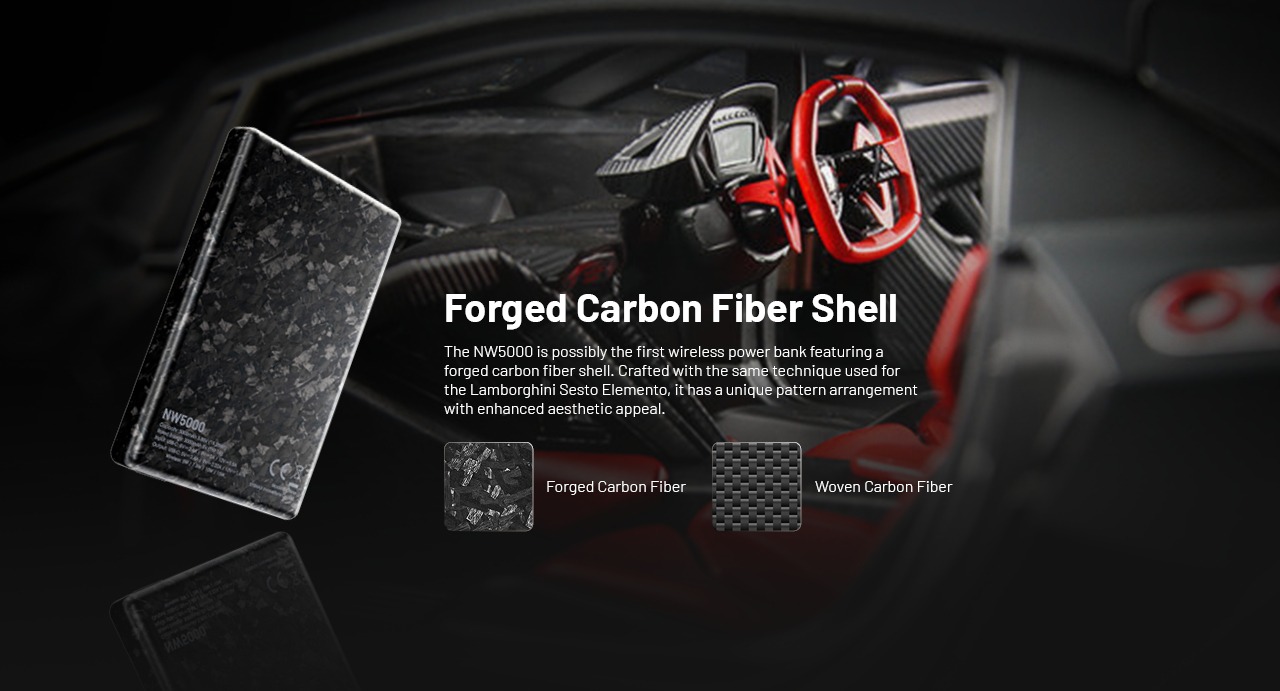 Nitecore NW5000 kovaný karbón — porovnanie forged a woven carbon fiber, technika z Lamborghini Sesto Elemento