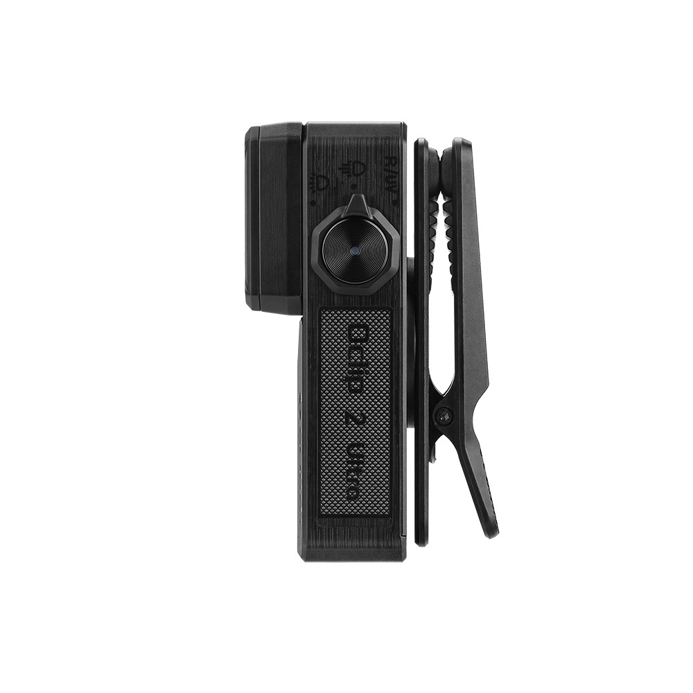 Olight Oclip 2 Ultra Onyx Black zboku s pootvoreným klipom, otočným voličom a nápisom Oclip 2 Ultra