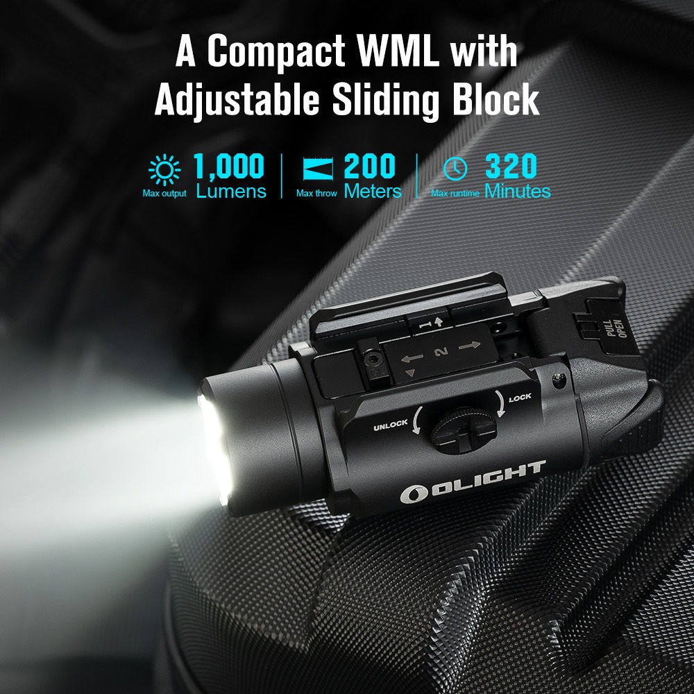 Olight Valkyrie PL-3S kompaktné svetlo s posuvným blokom: 1 000 lúmenov, dosvit 200 m a najdlhšia výdrž 320 minút