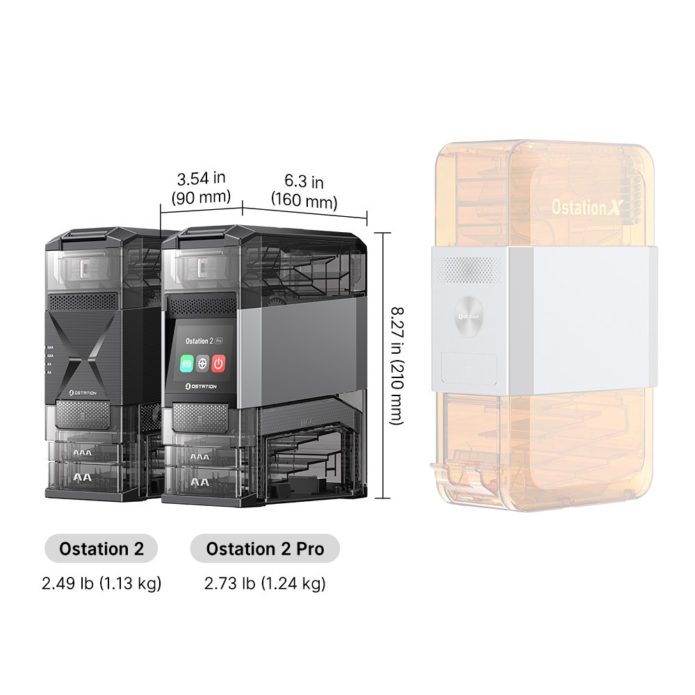 Olight OStation 2 Pro rozmery 210 x 160 x 90 mm a hmotnosť 1,24 kg