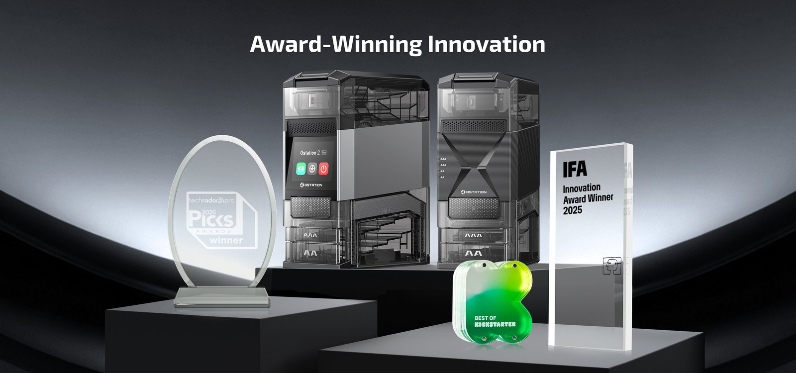 Olight OStation 2 Pro ocenenia — TechRadar Pro Picks 2026, IFA Innovation Award Winner 2025 a Best of Kickstarter
