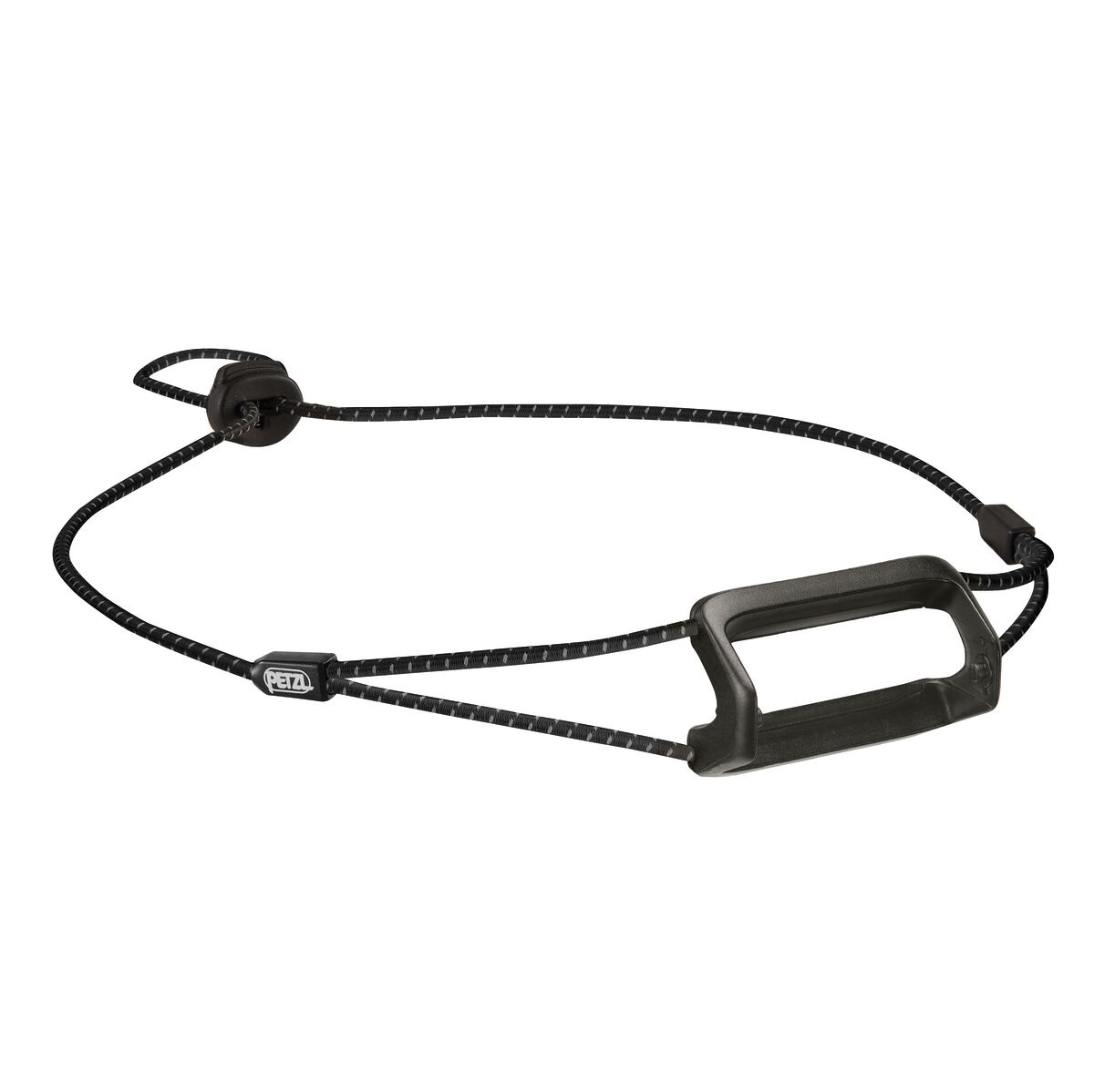 Petzl náhradný pásik pre BINDI E102CA00 – čierna elastická šnúra s posuvnou brzdičkou a plastovým rámikom pre lampu