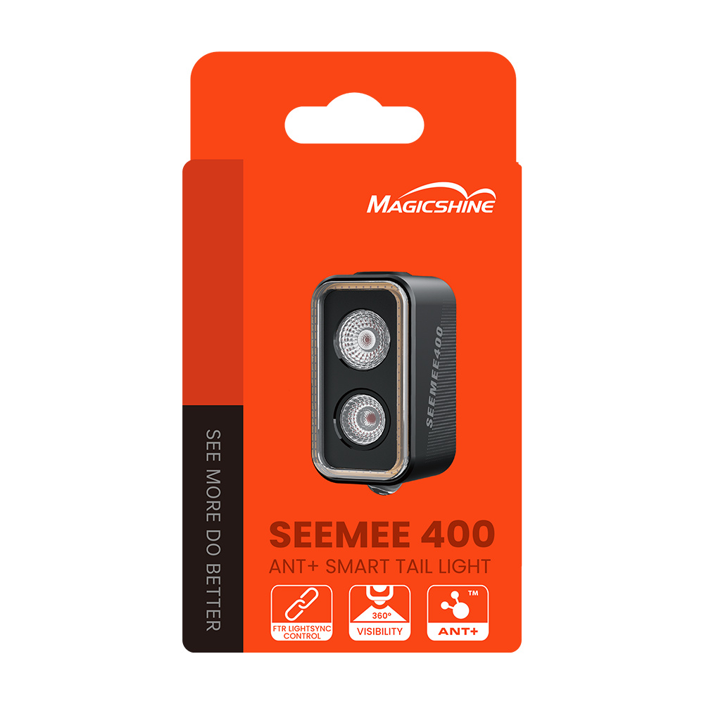 Predajné balenie Magicshine SEEMEE 400 ANT+ smart tail light s odznakmi FTR LightSync, 360 stupňov a ANT plus