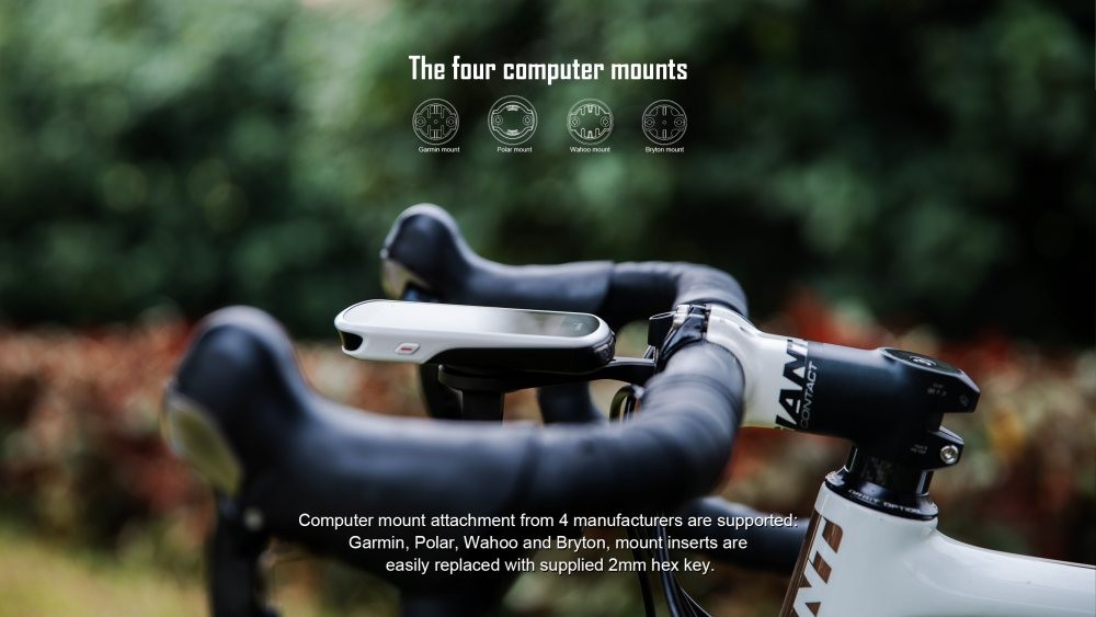Magicshine TTA štyri vymeniteľné vložky držiaka pre cyklopočítače Garmin, Polar, Wahoo a Bryton, výmena 2 mm imbusom