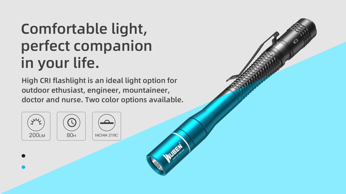 Wuben E19 penlight s údajmi 200 lm, 80 h a diódou NICHIA 219C