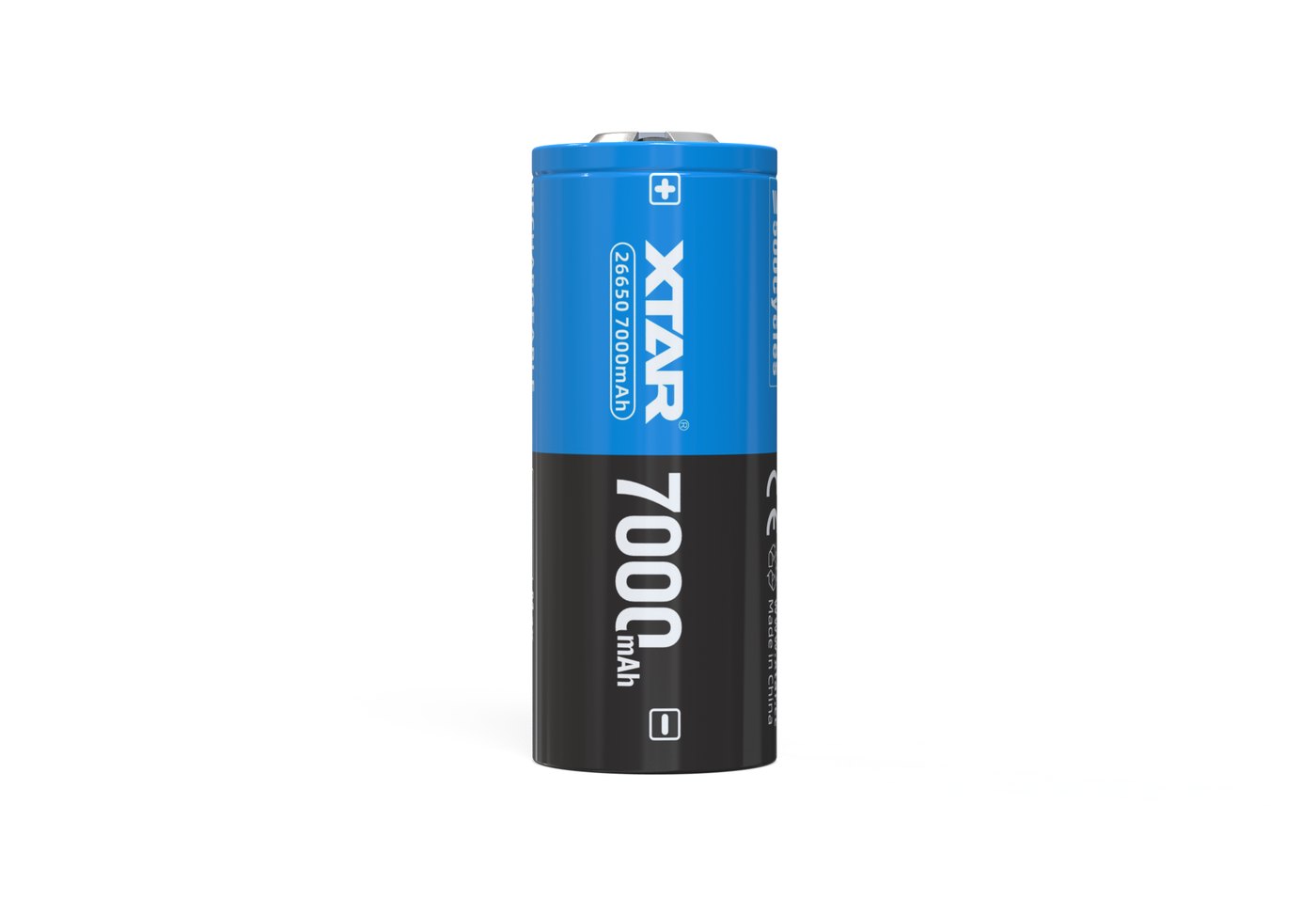 XTAR 26650 7000 mAh – chránený Li-ion akumulátor 3,6 V s vyvýšeným pólom button top, pohľad spredu