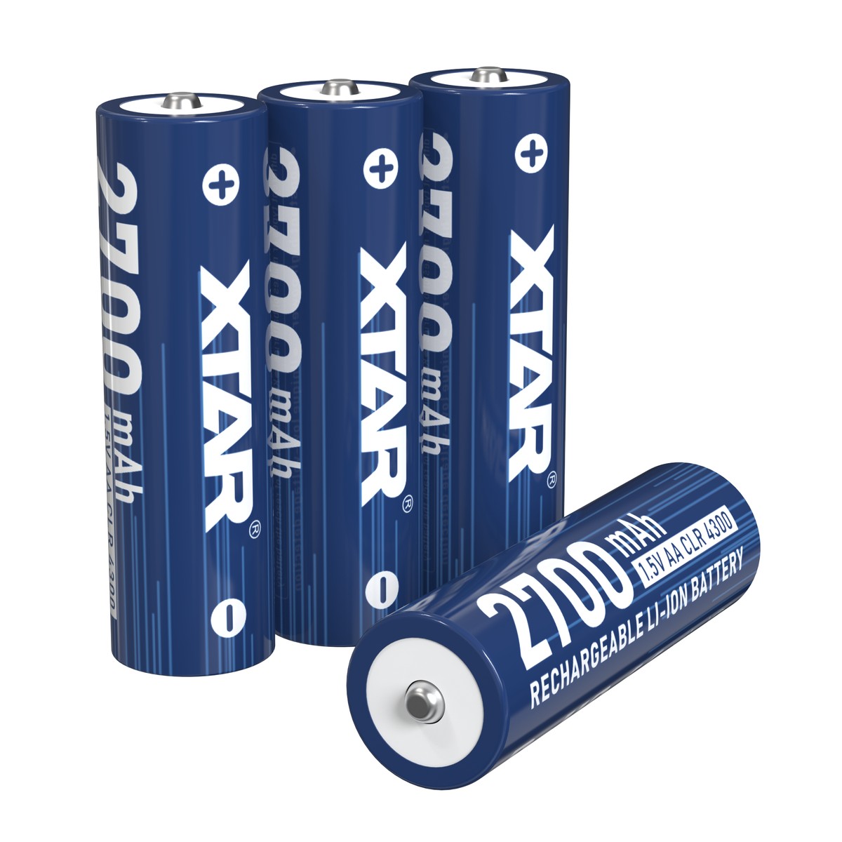 XTAR AA CLR 4300 — štyri nabíjateľné tužkové batérie 1,5 V s kapacitou 2700 mAh z balenia so štyrmi kusmi