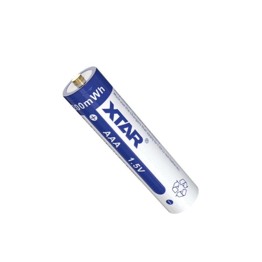 XTAR AAA 1200 mWh 1,5 V akumulátor zboku – na plášti je pokyn výrobcu používať nabíjačky pre 1,5 V Li-ion