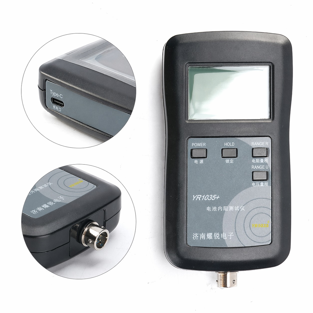 YAOREA YR1035+ tester spredu s detailom portu USB-C na nabíjanie a meracieho konektora XS10-4