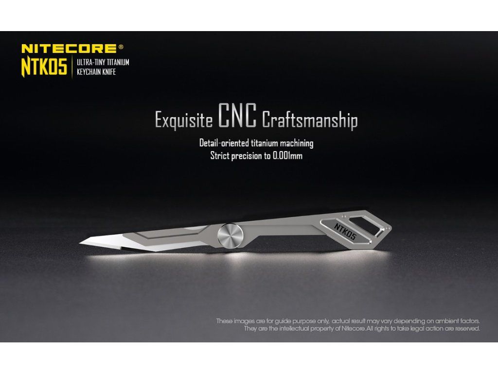 Nitecore NTK05 rozložený – CNC obrábanie titánu s presnosťou do 0,001 mm