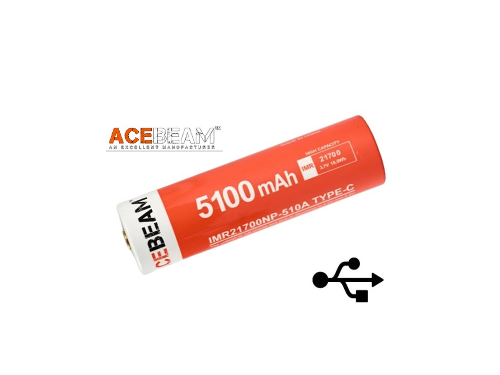 Nabíjateľný Li-ion akumulátor ACEBEAM IMR21700NP-510A TYPE-C 15A