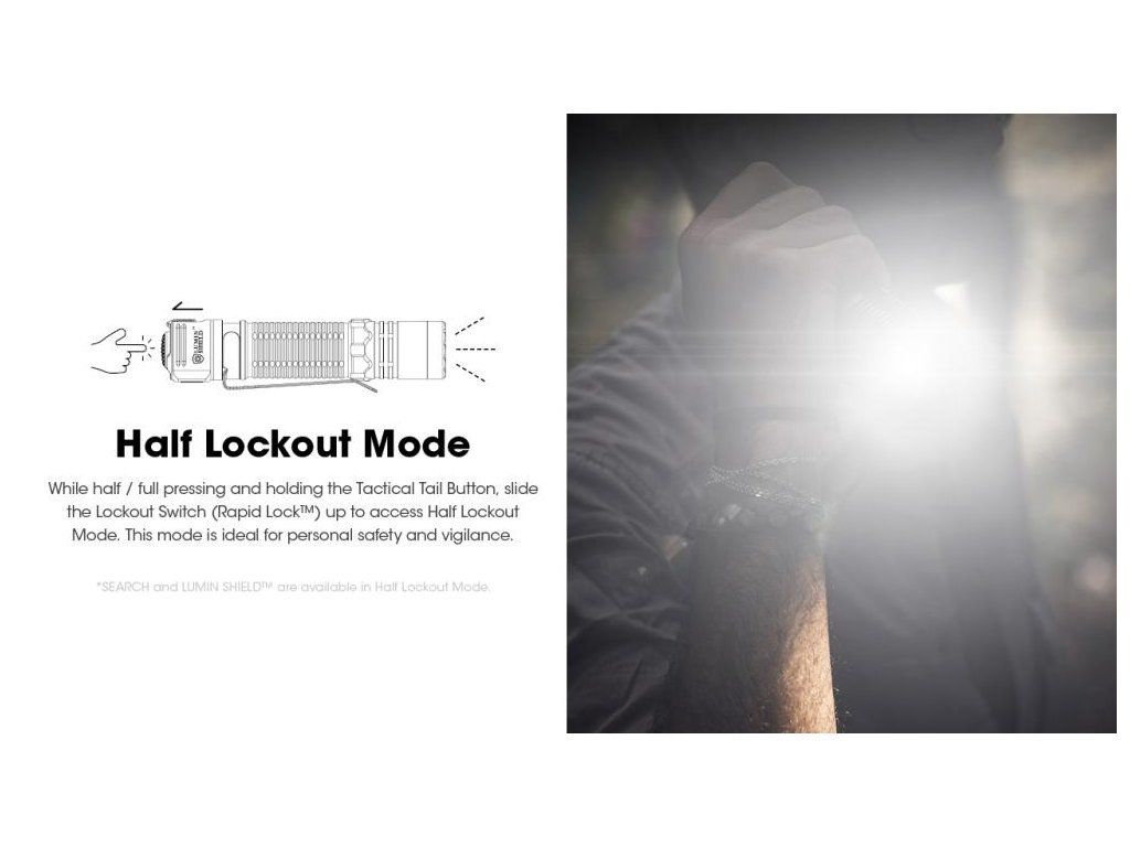 Nitecore EDC31 Half Lockout — v polovičnom zámku Rapid Lock ostávajú SEARCH a LUMIN SHIELD dostupné