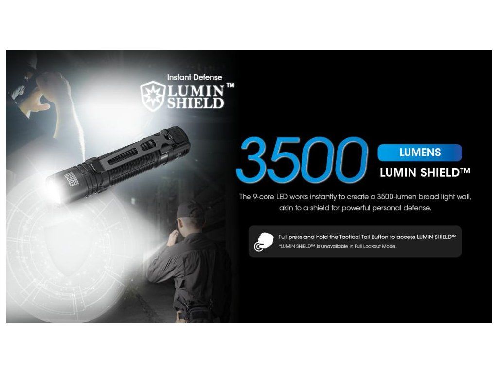 Nitecore EDC31 LUMIN SHIELD — 3500 lúmenov širokej steny svetla z 9-jadrovej LED na okamžitú ochranu