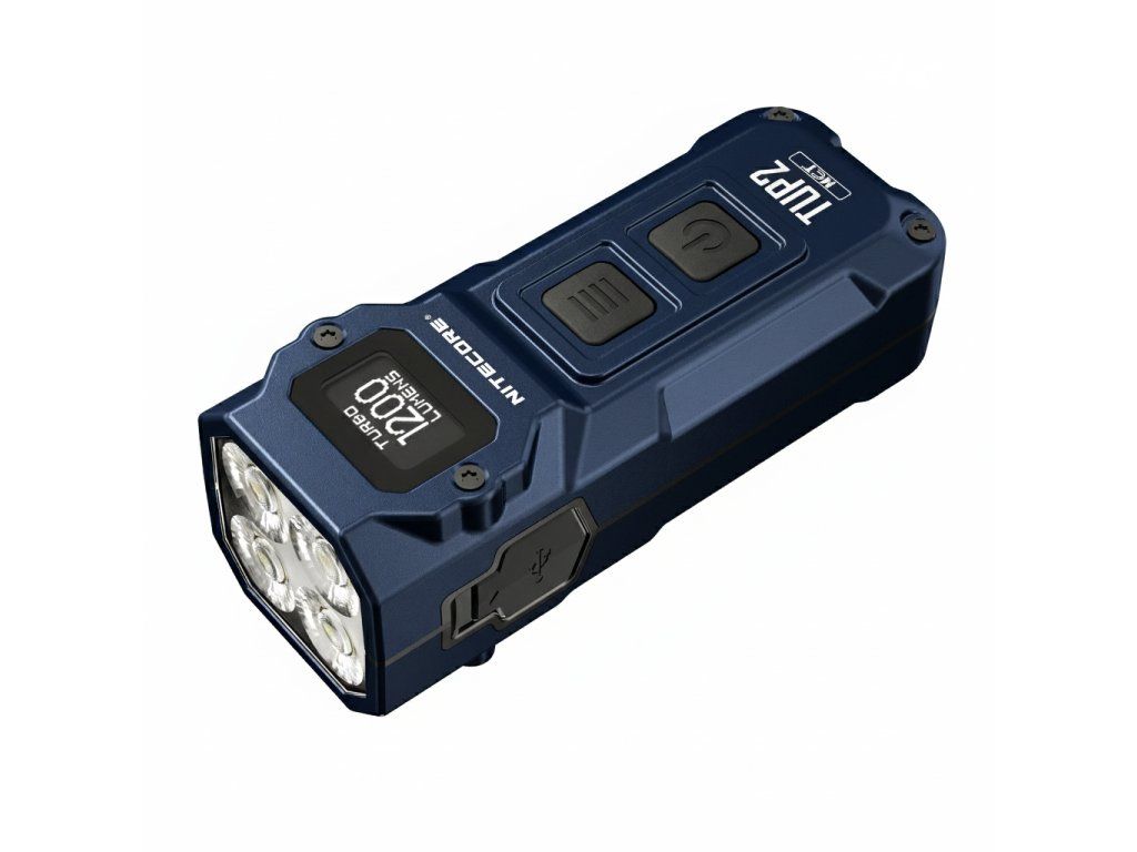 Nitecore TUP2 MCT modrá kľúčenka s OLED displejom TURBO 1200 lúmenov — hlavný vizuál výrobcu