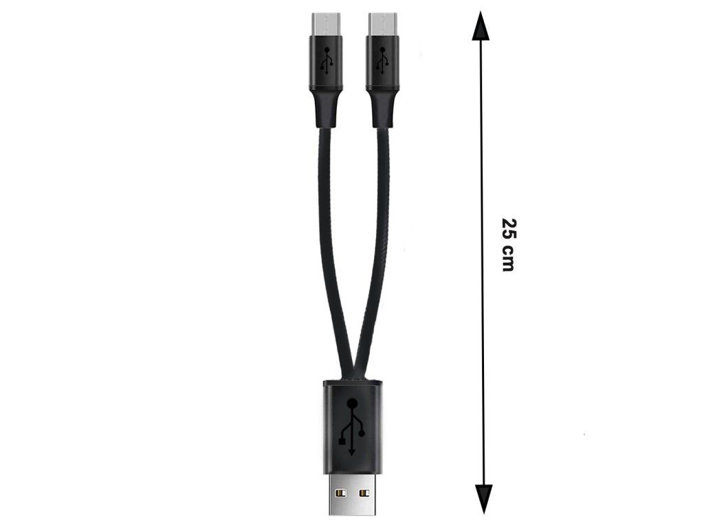 Keeppower nabíjací rozbočovač USB-A na 2× Micro USB, dĺžka 25 cm