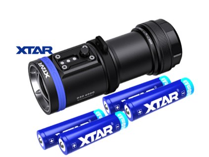 Potápačská LED baterka Xtar D30 4000lm+4x Li-ion 18650 3500mAh+Li-ion nabíjačka MC4S