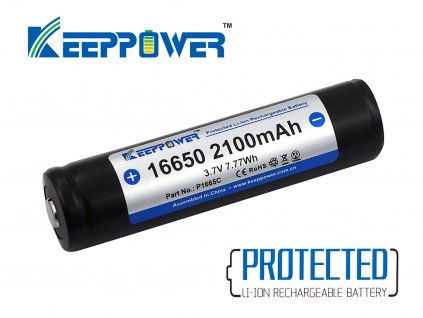 Keeppower 16650 bzw 17650 2100mAh 3 6V 3 7V geschuetzt Pluspol erhoeht