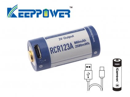 Keeppower RCR123A 16340 P1680U1 Li Ionen Akkus mit 880mAh USB