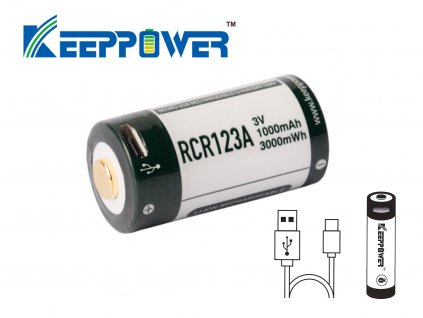 Keeppower RCR123A 16340 P1680U2 Li Ionen Akkus mit 1000mAh USB 1