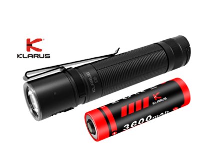 LED Baterka Klarus E2 + špeciálny Li-ion 18650 3600mah 3,6V 6A, Micro-USB nabijateľné