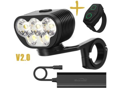 LED bicyklové svietidlo Magicshine Monteer 6500S V2.0, 6500lm diaľkovým ovládaním + externý USB nabíjací Li-ion batériový pack 10000mAh 7,2V