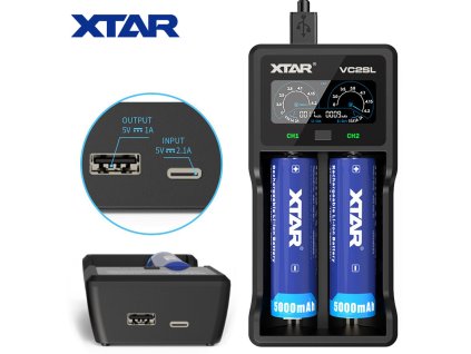 Xtar VC2SL inteligentá rýchlonabíjačka USB - záložný zdroj el. energie Power bank