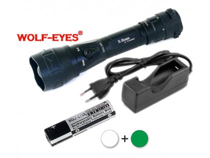 LED Baterka Wolf-Eyes X-Beam Biela XP-L V5 v.2 2017 + Zelená LED Praktik Set