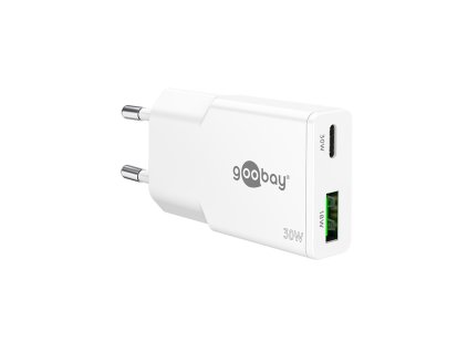 Goobay GaN Sieťový adaptér USB-C + USB-A (30W)