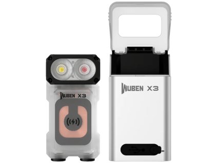 Wuben X3 Owl EDC white , GITD, 700lm OLED dislay, Wireless Charging + Nabíjací Box