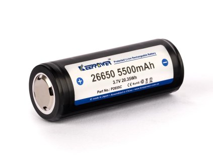 KeepPower 26650 P2655C 5500mAh Li-ion 3,7V flat top s ochranou 19,8Wh 10A