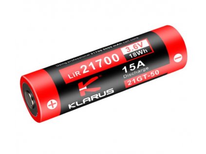 Klarus 21700 21GT-50 LiR 5000mAh 15A 3,6V button top s ochranou 18Wh 15A