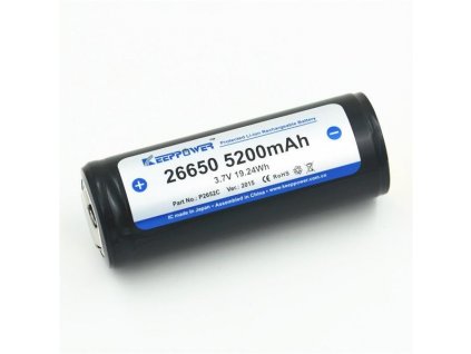 KeepPower 26650 (Li-ion) 5200 mAh, BUTTON, s ochranou