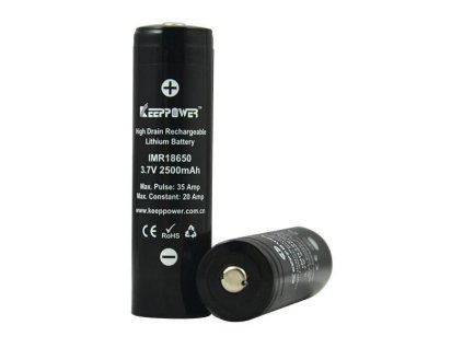 Keeppower -  Akumulátor KEEPPOWER IMR18650 - 2500 mAh, Button Top, 3.7V, bez ochrany, 35A