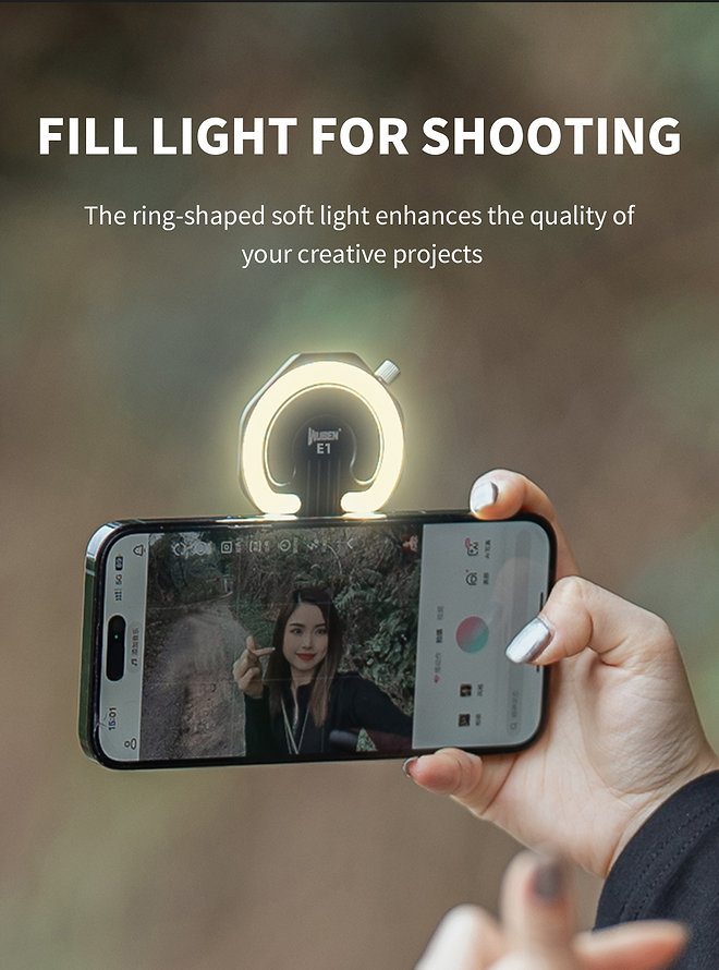 Wuben E1 Black — kruhové mäkké svetlo pri natáčaní a fotografovaní na telefóne