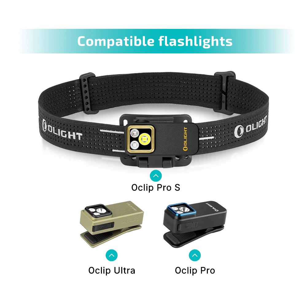Kompatibilita čelenky Olight Oclip Headlamp Strap so svetlami Oclip Pro S, Oclip Ultra a Oclip Pro