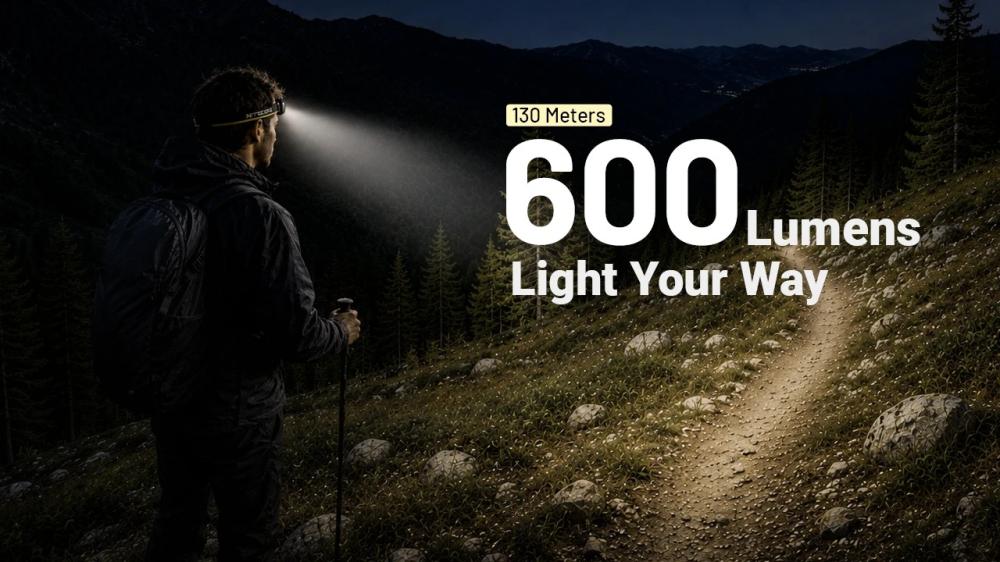 NITECORE HA19 RGB svieti 600 lúmenov do vzdialenosti 130 metrov na horskom chodníku