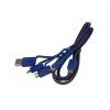 XTAR PDC-3 modrý opletený kábel s konektormi USB-A, USB-C, Micro USB a Lightning