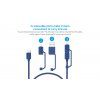 XTAR PDC-3 modrý kábel USB-C s odnímateľnými koncovkami Lightning, USB-A a Micro USB
